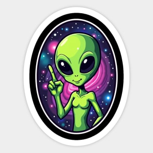 Cosmic Command: The Pointing Alien Sticker